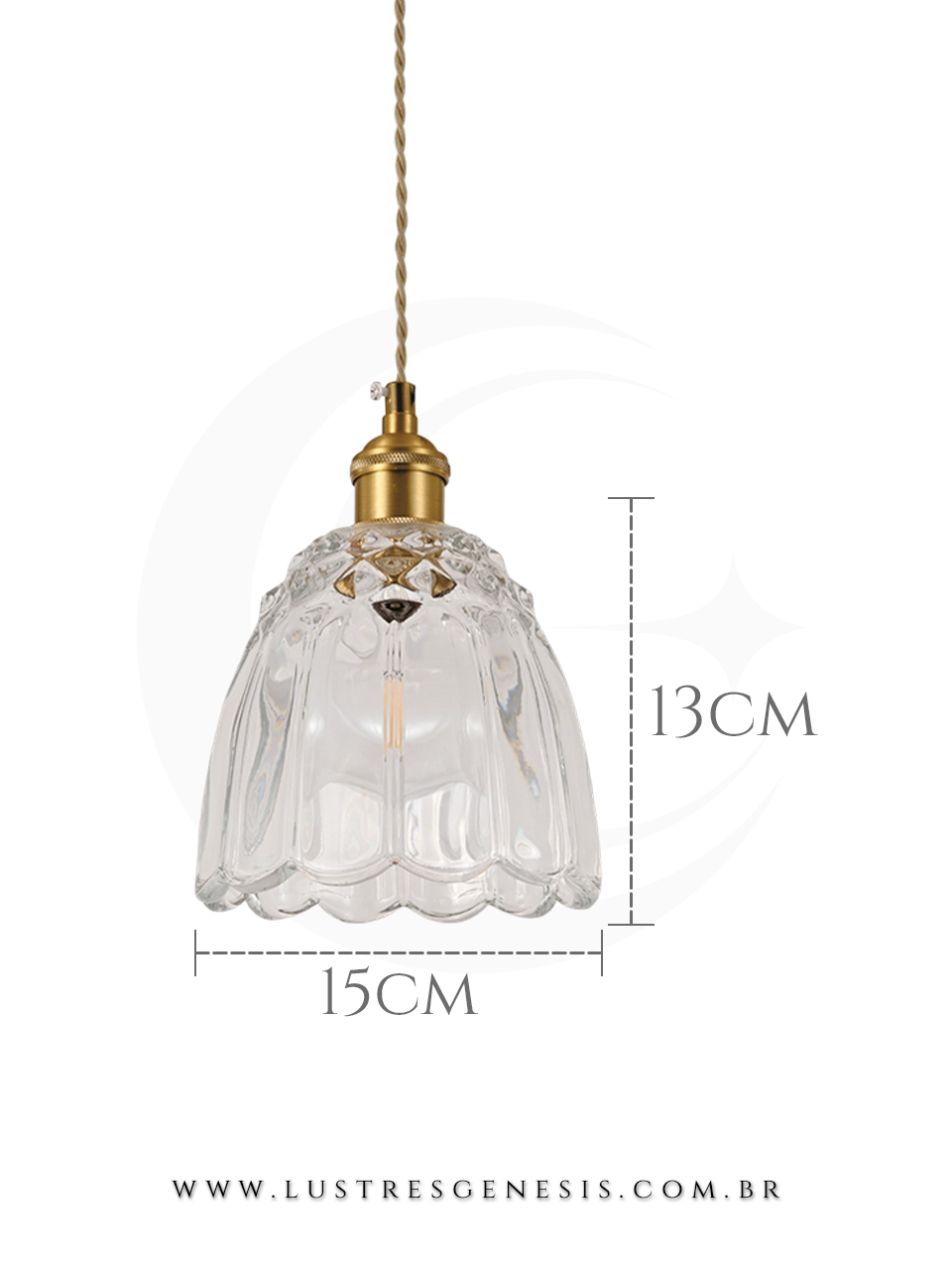 A Luminaria Pendente com acabamento em metal bronze e cupula de vidro transparente e ideal para renovar seu ambiente.